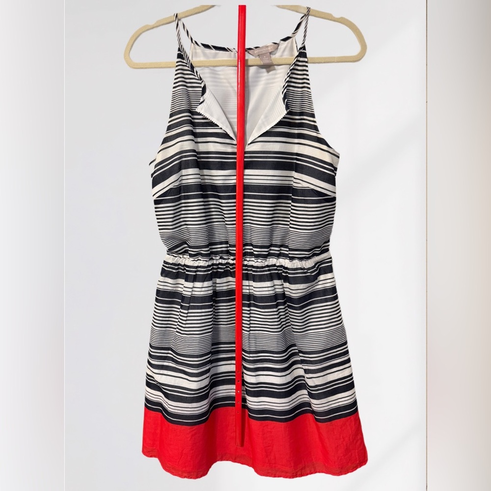Banana Republic Navy and White Striped Dress with Red Accents